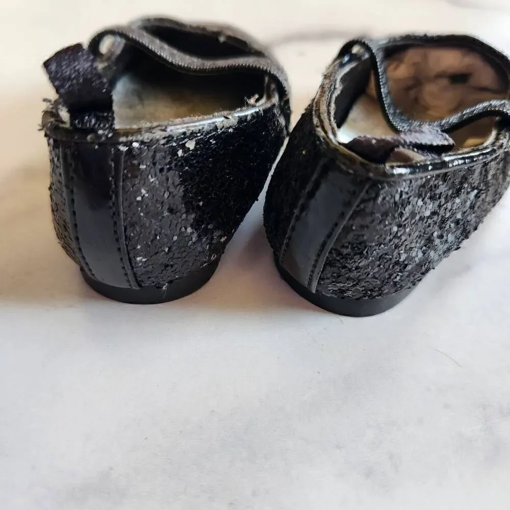 Faded glory baby girl size 2 sequin black ballet flats formal dressy